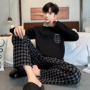 青年休闲宽松外穿全棉家居服套装 100%纯棉睡衣男款 韩版 长袖 春秋季
