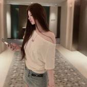 不规则斜肩短袖 3折清仓不退不换 T恤女夏季