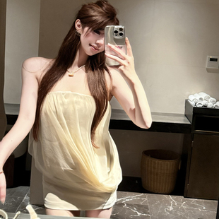 小众设计感连衣裙女辣妹包臀一字肩裙子 4折清仓不退换