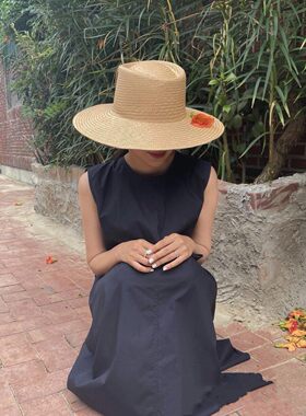 日本VVA日本VVAIns博主春夏出游小众法式草编帽白色遮阳草帽平檐