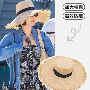 日本VVA秦岚同款草帽海边防晒帽子女2024新款度假沙滩草编遮阳
