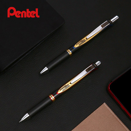 日本Pentel派通黑金速干防水中性笔ENERGEL商务办公签字黑笔BLP75