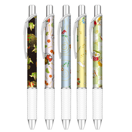 日本Pentel派通速干中性笔BLN75限定手染友禅和风按动速干黑色笔