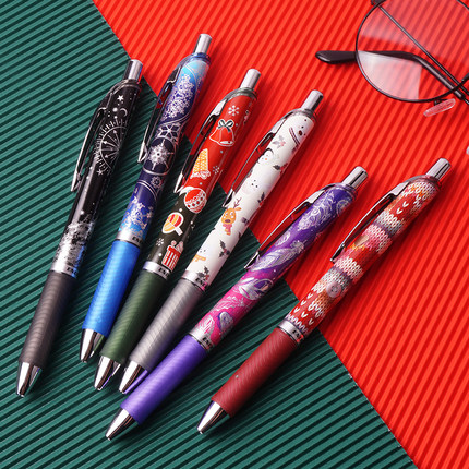 日本Pentel派通冬季限定款中性笔BLN75圣诞礼物麋鹿0.5速干黑水笔