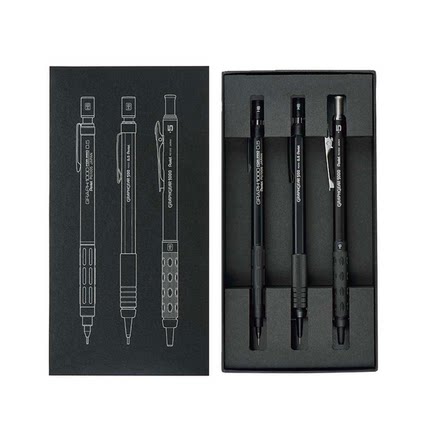 日本Pentel派通60th周年限定黑色自动铅笔0.5mm金属制图GRAPH套装