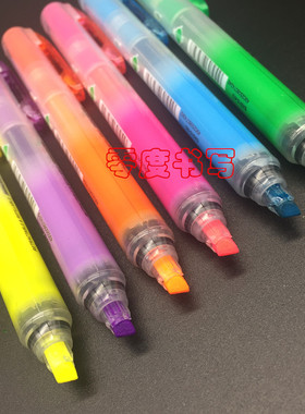 日本Pentel派通SXS15按动荧光笔 学生可换替芯标记笔 记号笔4.0mm