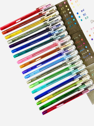 新色pentel派通蝴蝶闪光中性笔双色笔K110珠光黑纸金属高光贺卡笔