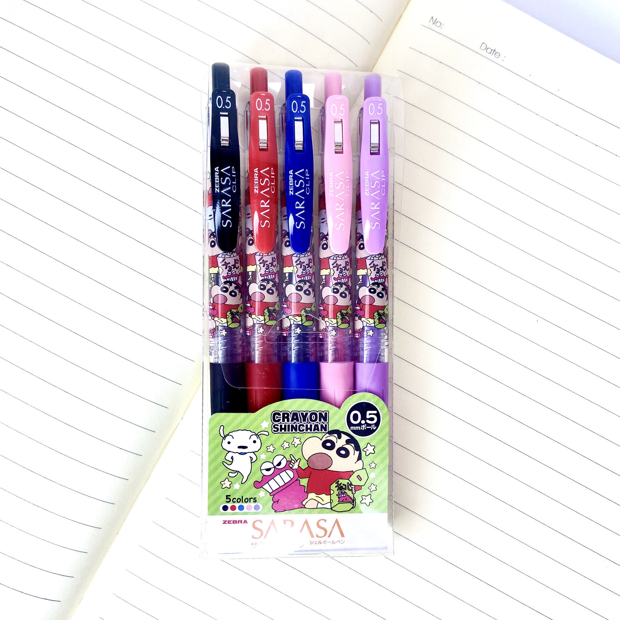 日本斑马zebra限定sarasa clip蜡笔小新彩色中性笔jj15 0.5mm水笔