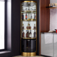 轻奢不锈钢弧形酒柜家用客厅转角柜玻璃三角柜扇形墙角靠墙置物架