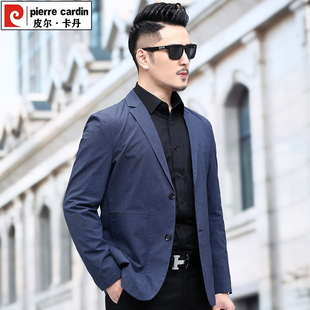 棉小西装 单西薄款 无开衩 商务休闲小西服外套春秋修身 皮尔卡丹男士