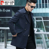 翻领中长款 风衣外套春秋休闲中年商务时尚 双排扣 男士 皮尔卡丹新款