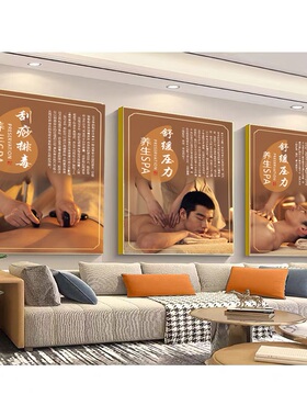 身体spa肩颈广告养生馆挂画