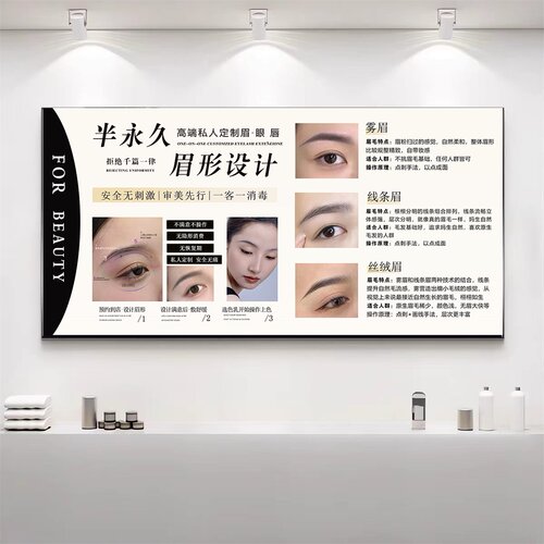 眉眼唇装饰画美甲美睫纹绣墙壁画