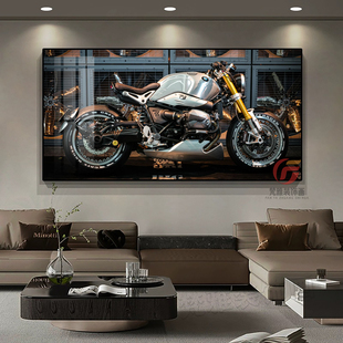 机车装饰画杜卡迪川崎哈雷摩托车库工作室挂画工业风客厅卧室酒吧