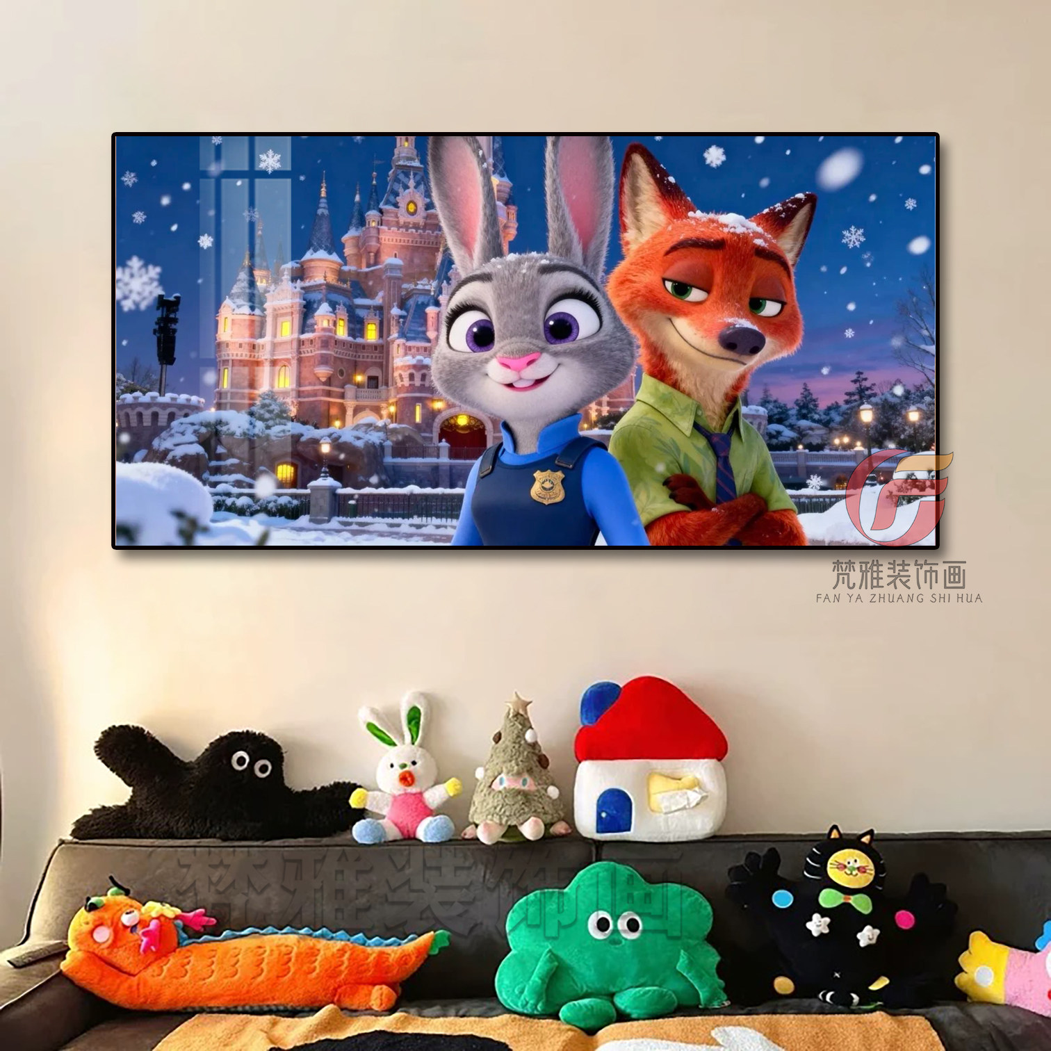 迪士尼疯狂动物城装饰画朱迪尼克可爱卡通儿童房床头客厅卧室挂画,家居饰品,现代装饰画,淘宝优惠券,粉丝福利购,淘宝优惠卷