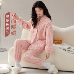 古今珊瑚绒女士睡衣春秋款加绒加厚冬季女2024新款法兰绒家居套装