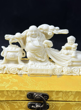 金匠大作雕刻金玉满堂拉布袋弥勒佛像摆件家居书房车内装饰工艺品