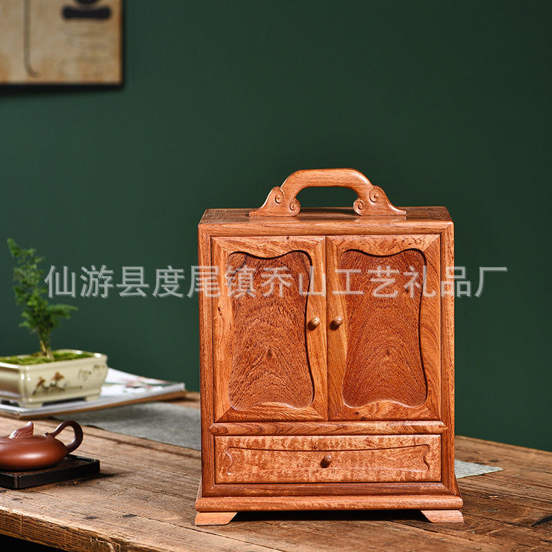 金匠大作缅甸花梨茶楹红木茶具收纳柜木雕摆件高档收藏品古董文玩