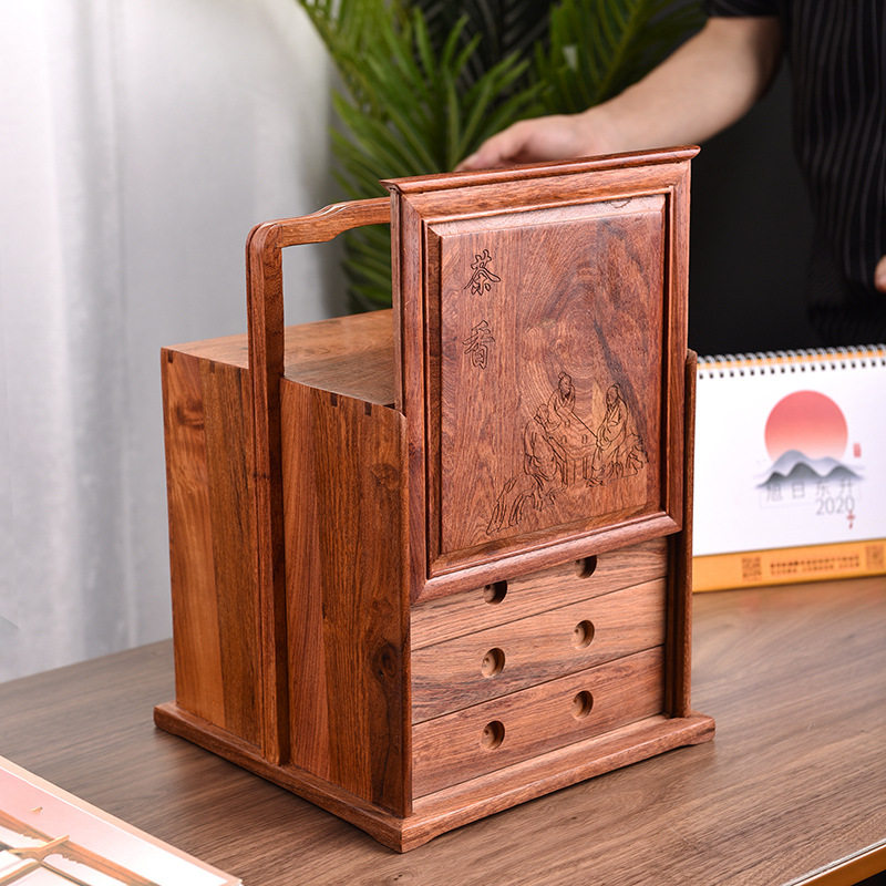 金匠大作木茶盒中国风大容量提篮储茶盒茶叶储存罐普洱茶饼收纳盒,收纳整理,茶具收纳盒,淘宝优惠券,粉丝福利购,淘宝优惠卷