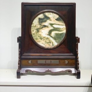 金匠大作酸枝镶大理石中式台屏实木中堂家居古典屏风桌面摆件插屏