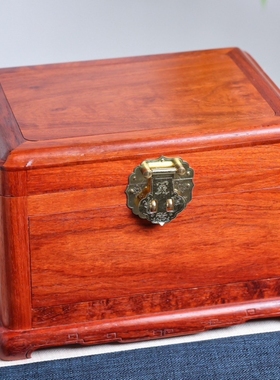 金匠大作缅甸花梨红木首饰盒轻奢饰品盒带锁多层带灯珠宝项链首饰