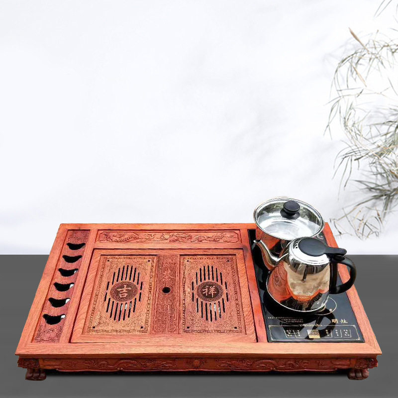 金匠大作缅甸花梨功夫茶具套装家用简约紫檀花梨电热磁炉茶台茶道