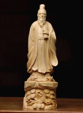 金匠大作黄杨木雕儒家孔夫子人物摆件实木孔子教师节赠老师书桌装