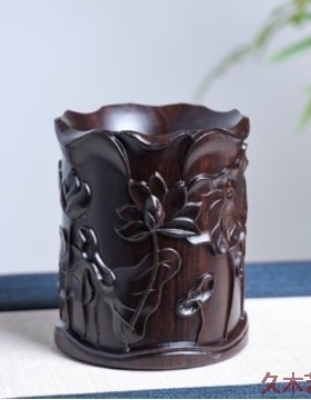 金匠大作红木雕刻创意笔筒大容量原木复古中国风学生文具收纳盒