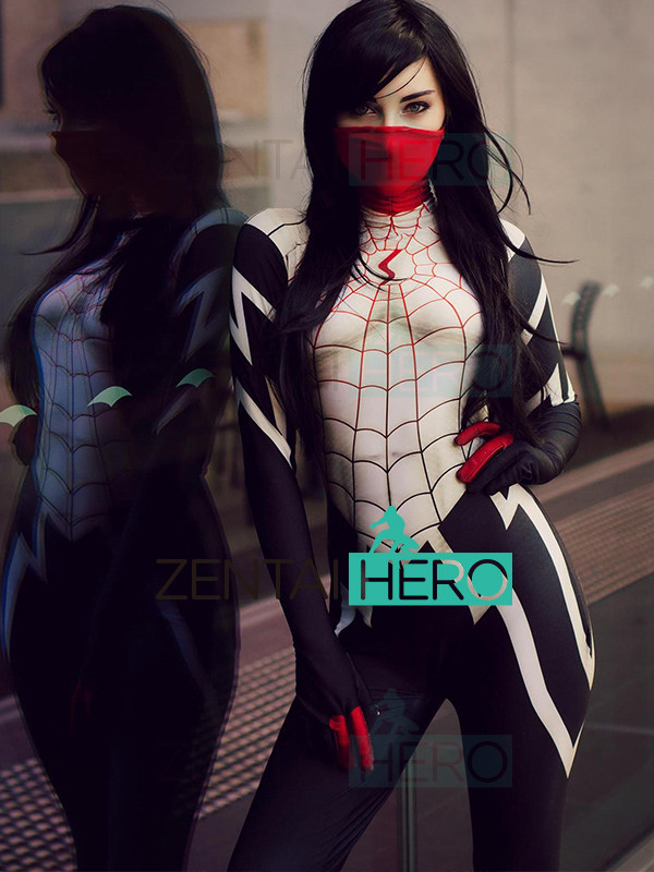 定制 女蛛丝英雄连体紧身衣 Silk Cindy Moon Spiderman Cosplay