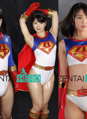 G社Heroine英雄系列特摄服装女蓝白涂胶拼接supergirl连体紧身衣