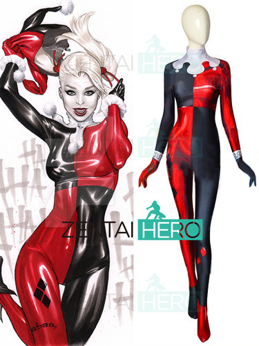 实拍 DC漫画小丑女Harley Quinn Cos 哈莉·奎茵英雄连体紧身衣