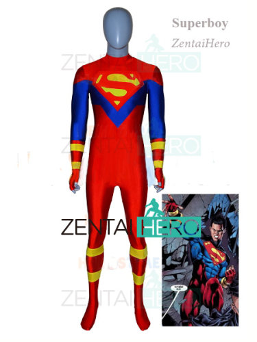 新款 Superboy Cosplay 飞人少年泰坦 英雄连体紧身衣 莱卡拼接