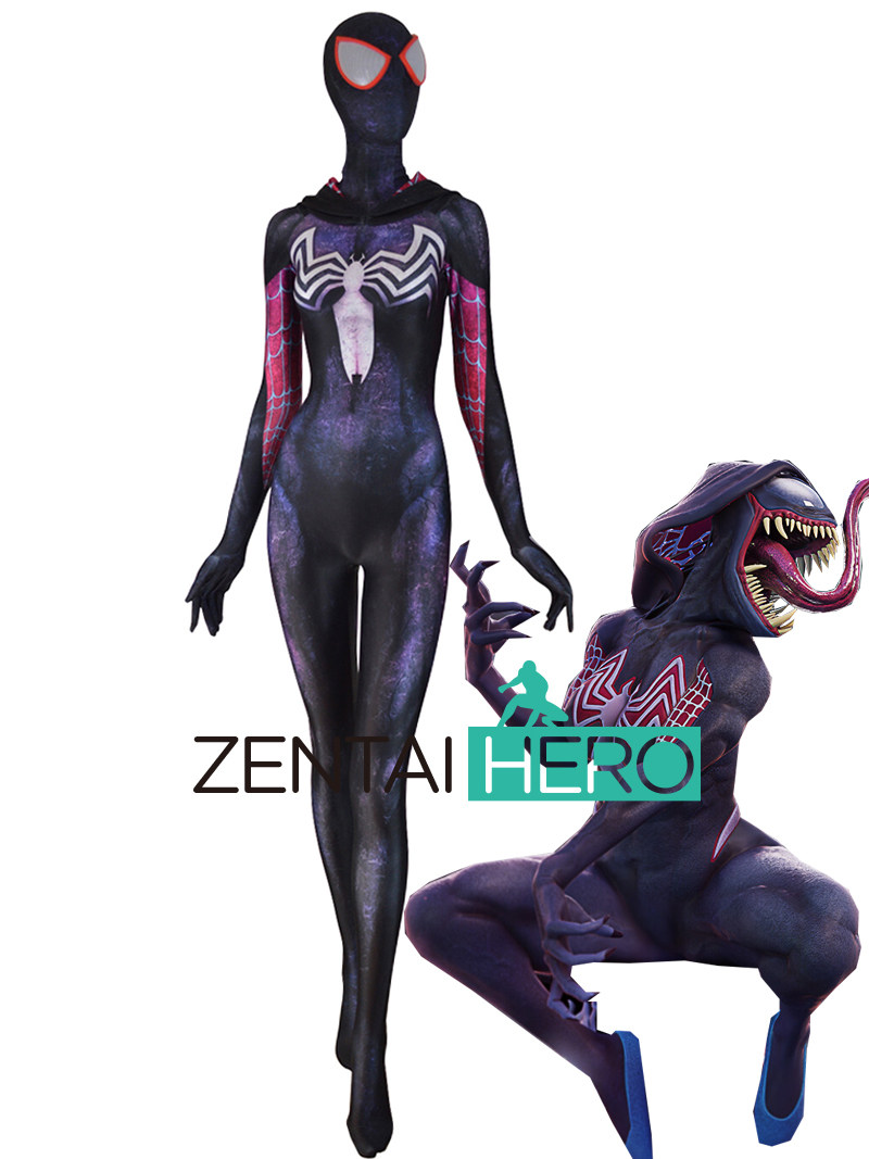 二次元毒液格温蜘蛛gwenom spider英雄紧身衣角色扮演服装连帽