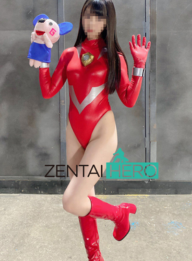 巨大系列奥特之母英雄紧身衣红色涂胶拼接cos服装女角色扮演服
