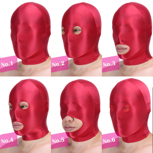 新款多样式丝滑弹力红色男女通用氨纶油光布立体头套 颜色可定制