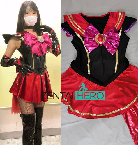 二次元黑色反派美少女战士莱卡拼接连体裙sailor moon cosplay服