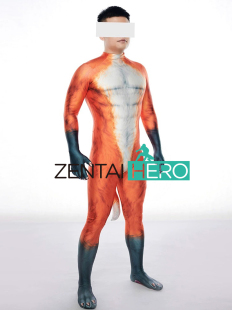 新款狐狸动物兽装印花zentai紧身衣贴身打底衣带尾巴含手脚肉垫