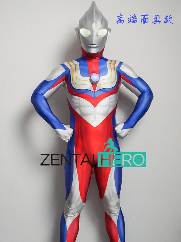 漫展弹力莱卡印染迪迦凹凸曼连体紧身衣动漫二次元Tiga Cosplay男