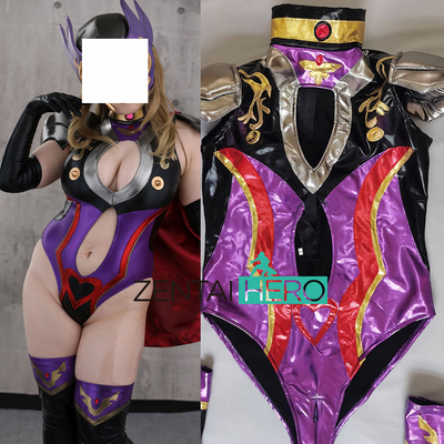 giga特摄女干部系列 性感黑紫女反派英雄战衣 烫金涂胶拼接紧身衣