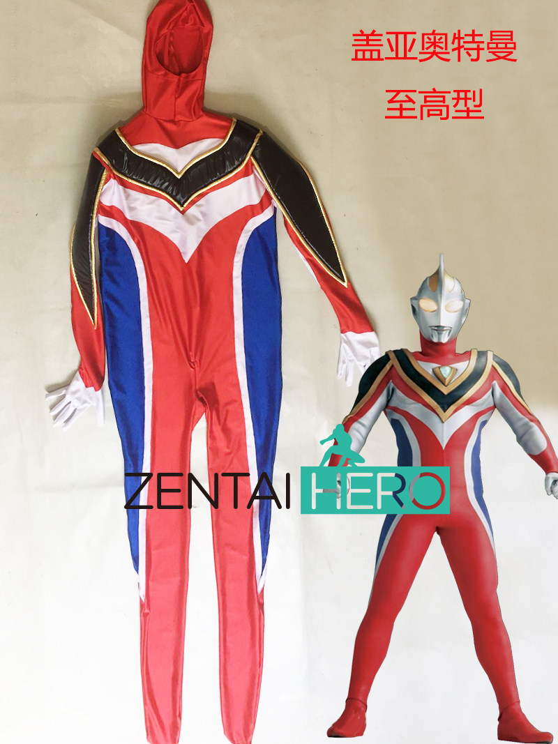 无头盔盖亚凹凸曼至高型英雄连体紧身衣弹力莱卡拼接cosplay服装