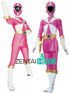粉色版超能战士救急战队超级英雄紧身衣Power Rangers go go v