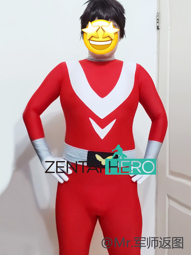 定制性感同红白弹力莱卡拼接紧身衣 角色扮演zentai cosplay服装