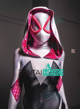 新版 电影平行宇宙格温蜘蛛服装英雄紧身衣Gwen Cosplay女蜘蛛