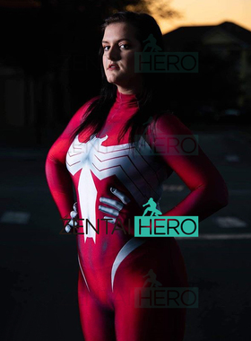 二次元女版红色英雄蜘蛛Spider Woman Cosplay紧身衣连体变装服
