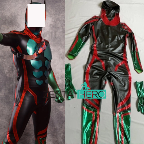 新款骑士ZZZ战队黑色PU拼接连体紧身衣表演服骑士服