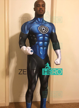 DC漫画 超级英雄蓝灯军团连体紧身衣 Blue Lantern Corps Cosplay