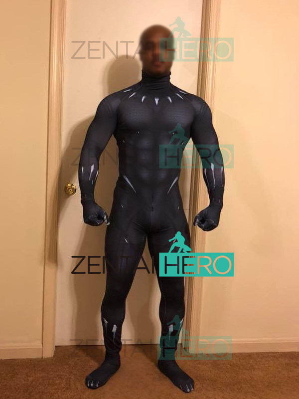 实拍 2018 电影黑豹 英雄连体紧身衣 漫威 Black Panther Cosplay