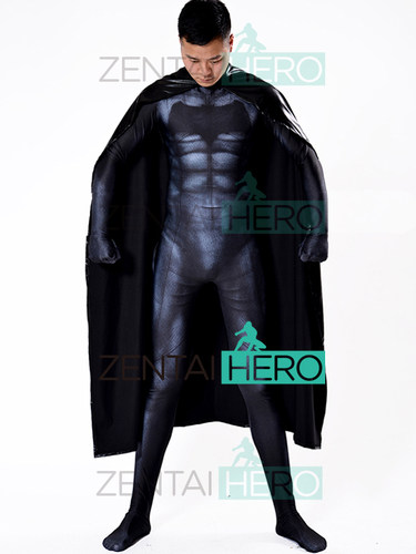 新款 3D印染弹力莱卡蝙蝠侠英雄连体紧身衣 Batman Costume带披风