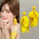 旅游度假黄色花瓣流苏耳环耳饰耳钉耳夹无耳洞2025春夏新款 女饰品