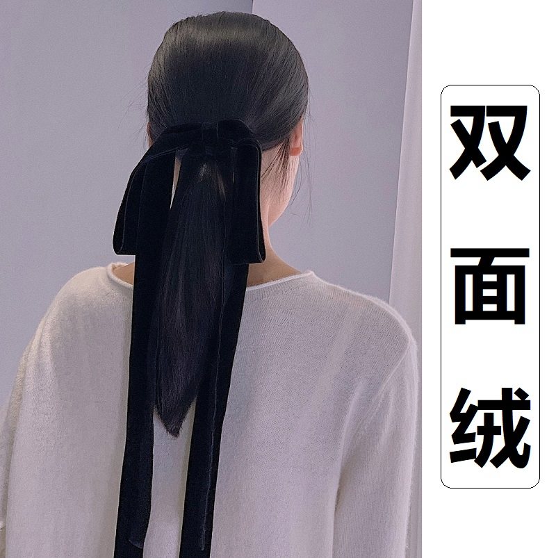 发带女绑发明星同款黑色飘带超长款发饰网红法式头饰2022秋冬新款